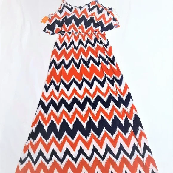 West Loop Size Large Red White Blue Print Maxi Dress NWT - Picture 1 of 15